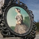 Kitsch Edwardian lady miniature on silk