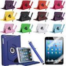 Ipad Mini Case 360 Degree Rotating PU Leather Cover with Swivel Stand and Stylus