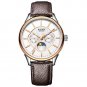 JIUSKO Men's Multi-function Quartz Dress Watch Brown Leather Strap - 278LSRG0107