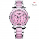 JIUSKO Women's Quartz 24 Hr Pink Ceramic Dress Wrist Watch - 83LSP04