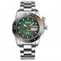 JIUSKO Men's Analog Quartz Dive Watch Set 300m Green Rubber Strap Set - 120LB16