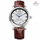 JIUSKO Mens Brown Black Leather Quartz Dress Watch Roman Numerals - 3LS0107