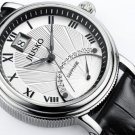 JIUSKO Mens Brown Black Leather Quartz Dress Watch Roman Numerals - 3LS0102