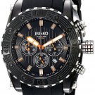 JIUSKO Deep Sea Men's Black Watch with Silicone Strap Ridged Band - 51LB1202