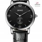JIUSKO Mens Classic Black Leather Dress Sapphire Analog Watch - 228LS0202