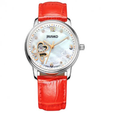 Jiusko Women's 119MS0111 Skeleton Analog Display Automatic Self Wind Red Watch