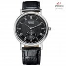 JIUSKO Men's Classic Black Leather Round Quartz Dress Watch - 132MS02