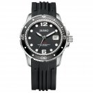 Jiusko Mens Quartz 300m Sapphire Dive Watch - Black Silicone Rubber - 110MSB0202