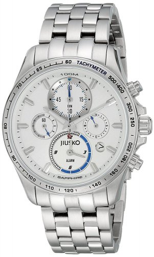 JIUSKO Men's Quartz Tachymeter Chronograph Silver Dress Watch - 108MS01