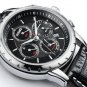 JIUSKO Mens Multifunction Chronograph 24 Hour Alarm Black Leather Watch 113L0202