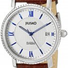 JIUSKO Men's 24 Jewel Automatic Dress Wrist Watch Brown Leather Strap 140MRG0109