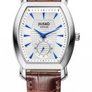JIUSKO Men's Quartz Tonneau Brown Leather Wrist Watch - Blue Hands - 121L0107