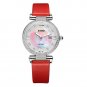 JIUSKO Women's Analog Quartz Diamond Accent Red Leather Watch - 133SS0411