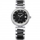 JIUSKO Womens Luxury Analog Quartz Silver Black Ceramic Watch - 41MB02