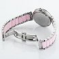 JIUSKO Womens Luxury Silver Quartz Collection Pink Ceramic Watch - 41MSP04