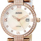 JIUSKO Women's Analog Quartz Rosegold Diamond Accent White Leather - 133SS0412