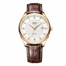 JIUSKO Men's Elegant Brown Wrist Watch Rose Gold & Diamond - 248LRG0107