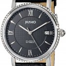 JIUSKO Men's 24 Jewel Automatic Dress Wrist Watch Black Leather Strap 140MRG0108