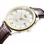 JIUSKO Mens Classic Brown Leather Dress Sapphire Analog Watch - 248LS0107
