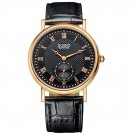 Jiusko Men's Classic Sapphire Analog Quartz Black Leather Watch 132MRG0202