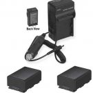 TWO 2 Batteries + Charger for Samsung HMX-F500SNXAA HMX-F530BNXAA HMX-F530BN/XAA