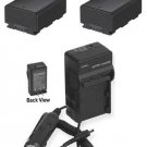 2 Batteries + Charger for Samsung HMX-H305BN/XAA HMX-H305SN HMXH305SN HMX-H305UN