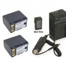 Two 2 BN-VF823U BNVF823U BN-VF823 Battery + Charger for JVC GC-PX10 GY-HM150