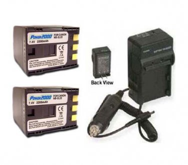 Two 2 BP-2L24H BP2L24H Battery + Charger for Canon DC301 DC310 DC311 DC320 DC330