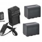 TWO 2 Batteries + Charger for Canon BP-970 BP970 BP-970G BP-975 BP975 BP-975G
