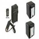 2 BP-727 Batteries + Charger for Canon HFR32 HFR300 HFM52 HFM56 HFM506 HFR36