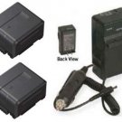 2 Batteries + Charger for Panasonic VW-VBG130PPK VW-VBG130PP9 AG-HMC40P AG-HMC41