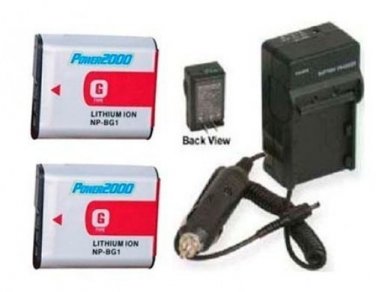 Two Batteries + Charger for Sony DSC-W80/HDPR DSC-W85 DSC-W85/B DSC-W90 DSC-W90B