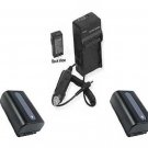 2 Batteries + Charger for Sony DSLR-A230 DSLR-A290 DSLR-A330 DSLR-A380 DSLR-A390