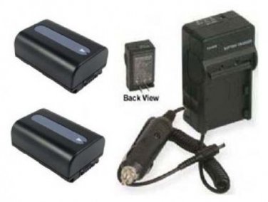 TWO Batteries + Charger for Sony DCR-SR68R DCRSX33E DCRSX34 DCRSX34E HDR-PJ50VE