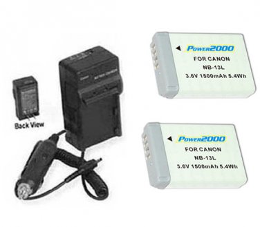 Two 2X Batteries NB-13L + Charger for Canon PowerShot G7 X G5X Digital Camera
