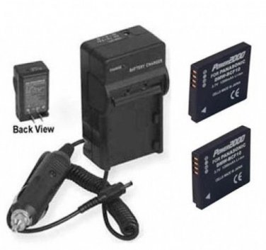 TWO Batteries + Charger for Panasonic DMC-FP8V DMC-FS4 DMC-FS4EB DMCFS4 DMCFS4EB