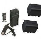 2 Batteries + Charger for JVC GZ-HD500U GZ-HD520 GZ-HD520U GZ-HD520B GZ-HD620BUS