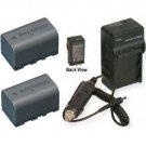 TWO 2 Batteries + Charger for JVC GR-D760 GR-D760E GR-D760U GR-D760US GR-D760EK