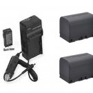 TWO 2 Batteries + Charger for JVC GR-D870U GR-D870US GR-D870EK GR-D870EX GR-D875