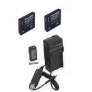 TWO 2x Batteries + Charger for Panasonic DMCFX40EBR DMC-FX48K DMCFX40EBS