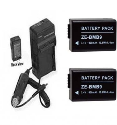 Two 2 BP-DC9 BP-DC9E BP-DC9U Batteries + Charger for Leica V-LUX 2 V-LUX 3