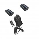 2 Batteries +Charger for Sony HDR-PJ650V HDR-PJ650VE HDR-PJ660 HDR-PJ660E PJ660V