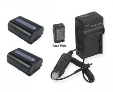 TWO 2X Batteries + Charger for Sony DCR-SR38 DCR-SR48 DCR-SR77