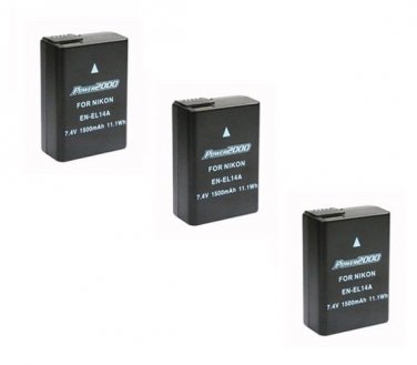 THREE 3X EN-EL14A Batteries for Nikon Df D3300 D5300 D5500 P7800 Digital Camera
