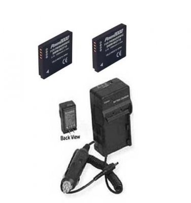 TWO 2X Batteries + Charger for Panasonic DMCFX40W  DMC-FX48 DMCFX40R DMCFX48K