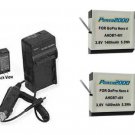 2X AHDBT-401 Batteries + Charger for GoPro HERO4 CHDHY-401 CHDHX-401 CHDBX-401