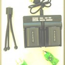 2X Batteries + Dual Bay USB Charger +Wall + Car for Sony NP-FH30 NP-FH50 NP-FH60