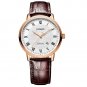 JIUSKO Men's Brown Rose Gold Leather Dress Watch with Date - 281LRG0107