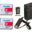 Two Batteries + Charger for Sony DSC-H20/B DSC-H50 DSC-H50/B DSC-H55 DSC-H55/B