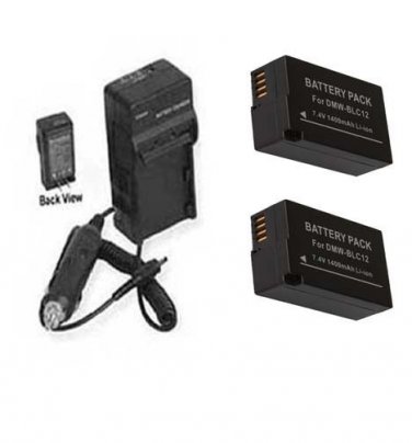 2X DMW-BLC12 DMW-BLC12E Batteries + Charger for Panasonic DMC-FZ1000 DMC-FZ1000K